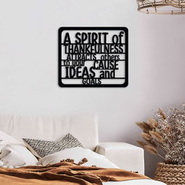 Wallity A Spirit of Thankfulness - Escultura de pared metálica negra